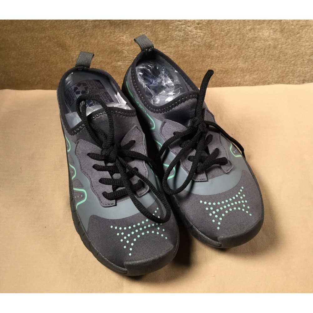 Norty Quick-Dry Grey & Aqua Water Sock Men's‎ 3 Women's 5 Water Shoe